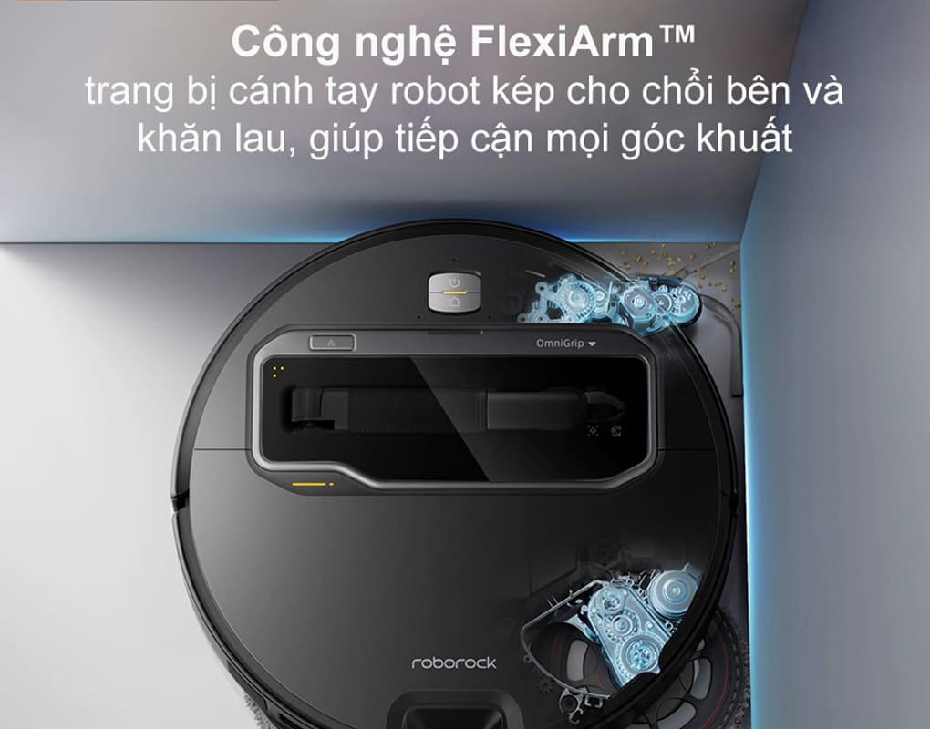 Robot hút bụi lau nhà cánh tay cơ học Roborock Saros Z70 - Đen